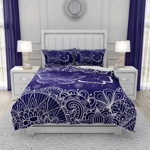 Purple Butterfly Boho Comforter OR Duvet Cover Set