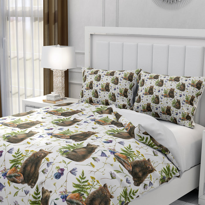White Woodland Bear Comforter OR Duvet Cover Set