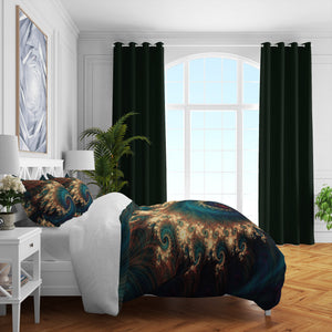 Comforter or Duvet Cover Boho Deep Green Abstract
