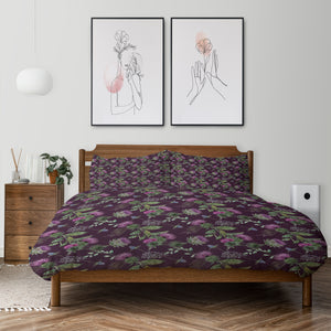 Burgundy Thistle Floral Comforter or Duvet Cover