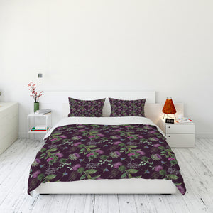 Burgundy Thistle Floral Comforter or Duvet Cover