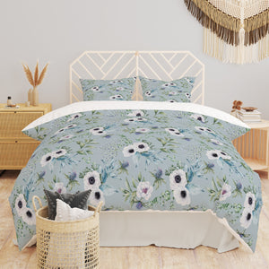 Blue Wildflowers Floral Comforter or Duvet Cover