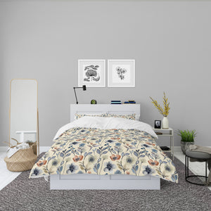 Beige Wildflower Floral Bedding Comforter or Duvet Cover