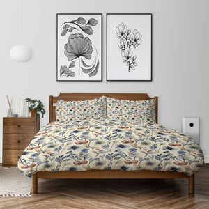 Beige Wildflower Floral Bedding Comforter or Duvet Cover