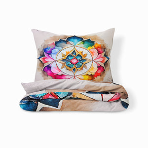 Watercolor Mandala Bedding Comforter or Duvet Cover Boho Floral