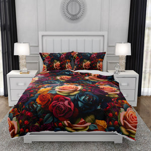 Cabin Roses Comforter OR Duvet Cover Set Romantic Vintage Floral Pattern