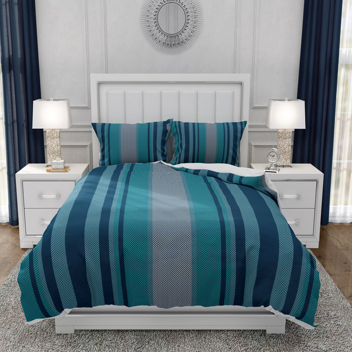 Coastal Striped Comforter OR Duvet Cover Set Nautical Blue Stripes