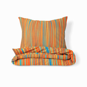 Tropical Striped Comforter OR Duvet Cover Set Retro Orange Blue