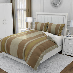 Brown Striped Comforter OR Duvet Cover Set Retro Stripes