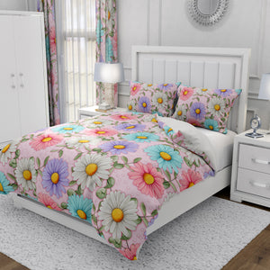 Cabin Daisy Floral Comforter OR Duvet Cover Set Shabby Pink Floral