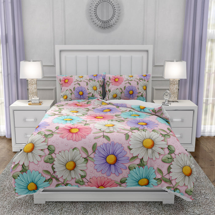 Cabin Daisy Floral Comforter OR Duvet Cover Set Shabby Pink Floral