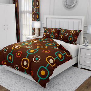 Brown Mid Century Modern Comforter OR Duvet Cover Set