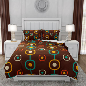 Brown Mid Century Modern Comforter OR Duvet Cover Set