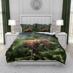 Lodge Theme Comforter OR Duvet Cover Set Moose in Pines