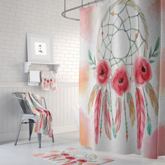 Painted Rose Dream Catcher Shower Curtain