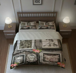 Rustic Family Portrait Gothic Skull Comforter or Duvet Cover Bedroom Set