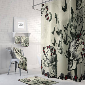 The Skulls and Bats Gothic Skull Shower Curtain