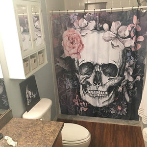 The Gray Floral Gothic Skull Shower Curtain Customer Appreciation Photo