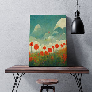 Poppy Floral Watercolor Wall Canvas