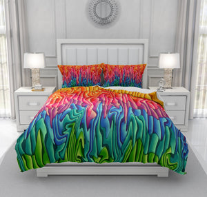 Boho Soul Bedding, Comforter or Duvet Cover, Colorful Melting Wax Design