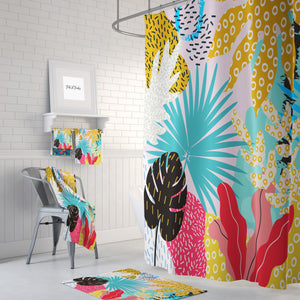 Modern Leaves Abstract Shower Curtain Bathroom Decor