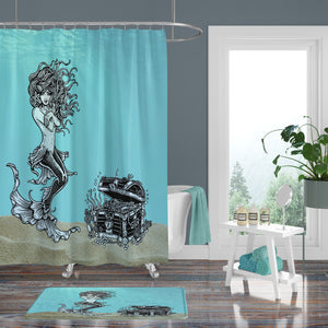 Underwater Mermaid Sea Treasures Shower Curtain, Bath Mat & Towels Bathroom Decor