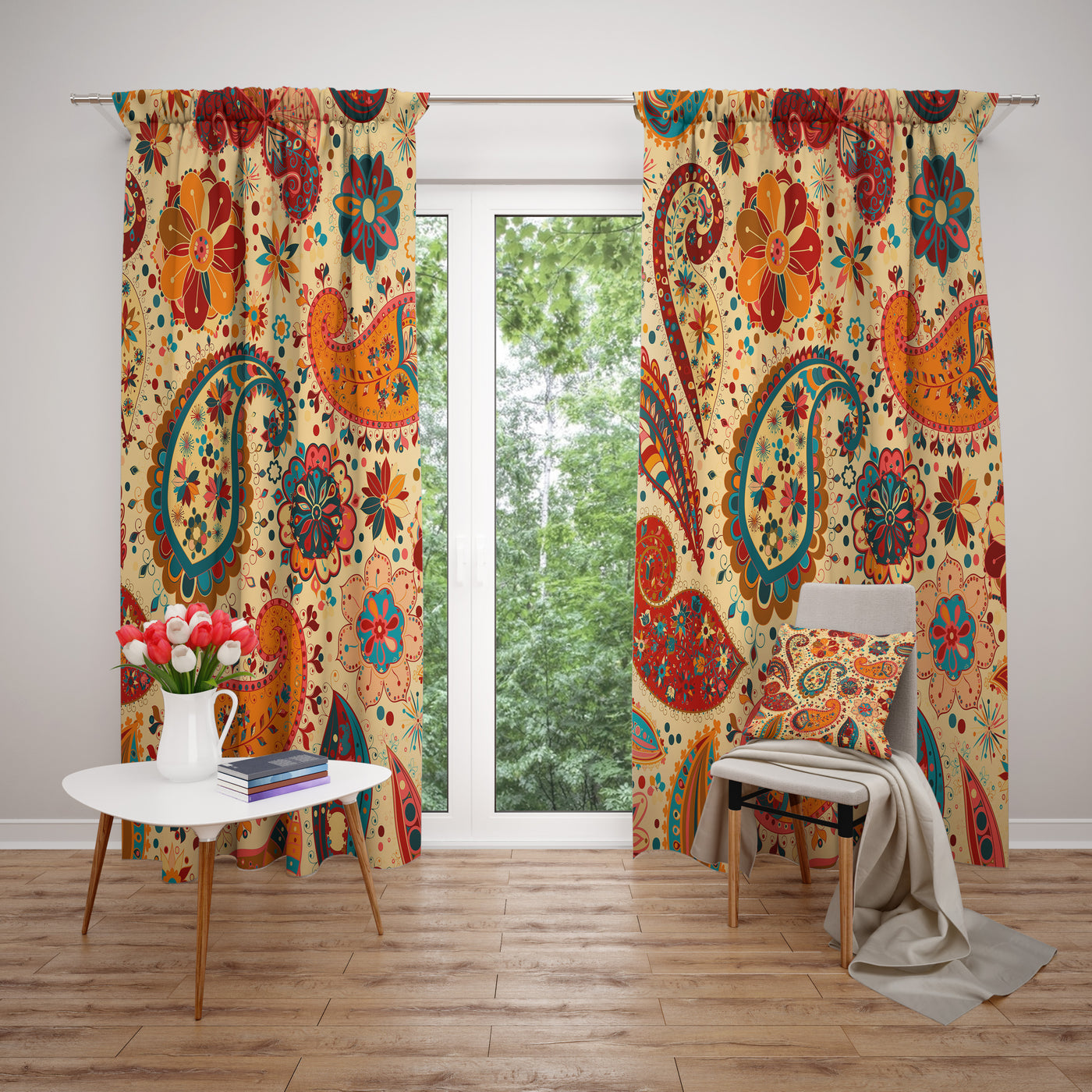 Hippie Paisley Bold Sheer And Blackout Window Curtains Folk N Funky