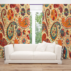 Hippie Paisley Bold Window Curtains, Block Out and Sheers