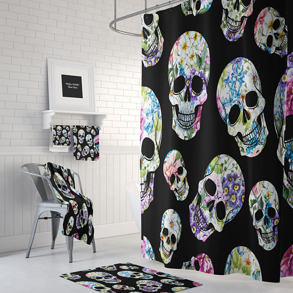 Floral Skulls Shower Curtain