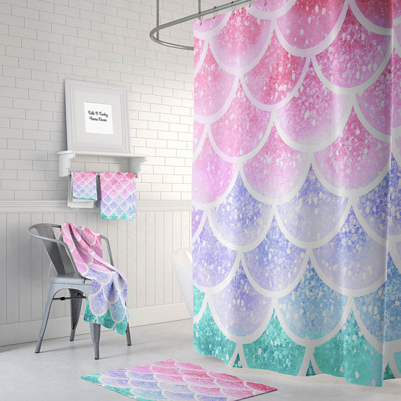 Pastel Mermaid Scales Shower Curtain