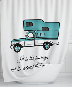 Retro Pick-Up Truck With Camper Shower Curtain,