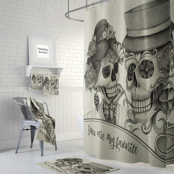 Playing Favorites Forevermore Skulls Shower Curtain