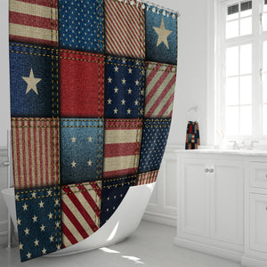 Rustic Americana Shower Curtain w/ Bathmat & Towel Options