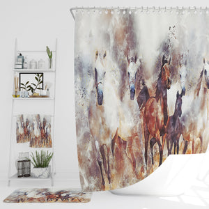 Wild Horses Abstract Shower Curtain