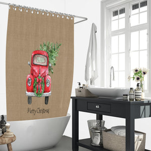 Red Truck Shower Curtain Holiday Decor