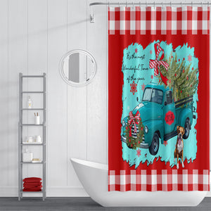 Retro Truck Christmas Shower Curtain