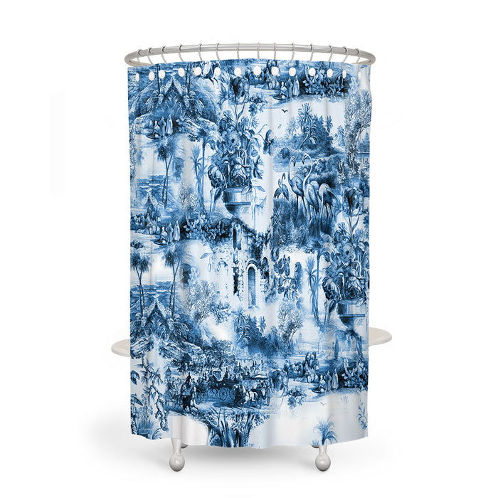 Vintage Blue Shower Curtain Optional Bathroom Decor