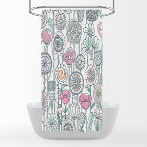 Floral Doodle Shower Curtain Bathroom Decor