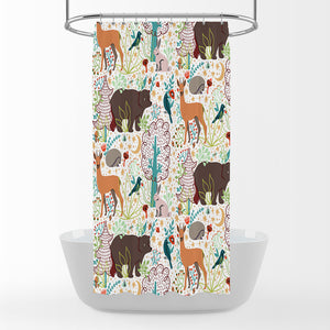 Woodland Animals Shower Curtain Bathroom Decor