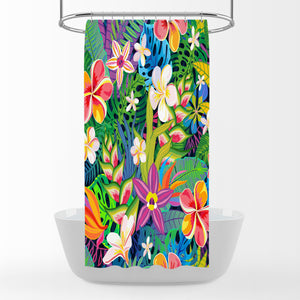 Tropical Wildflowers Bathroom Decor Shower Curtain