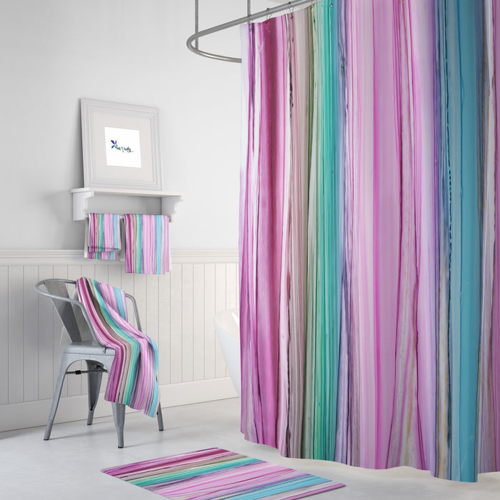 Pink Boho Watercolor Bathroom Decor Shower Curtain