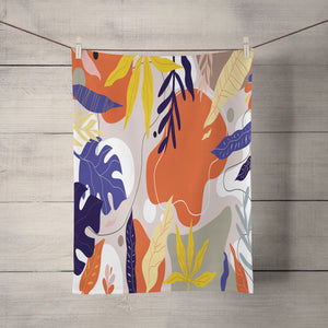 Modern Foliage Abstract Shower Curtain, Towels Mat