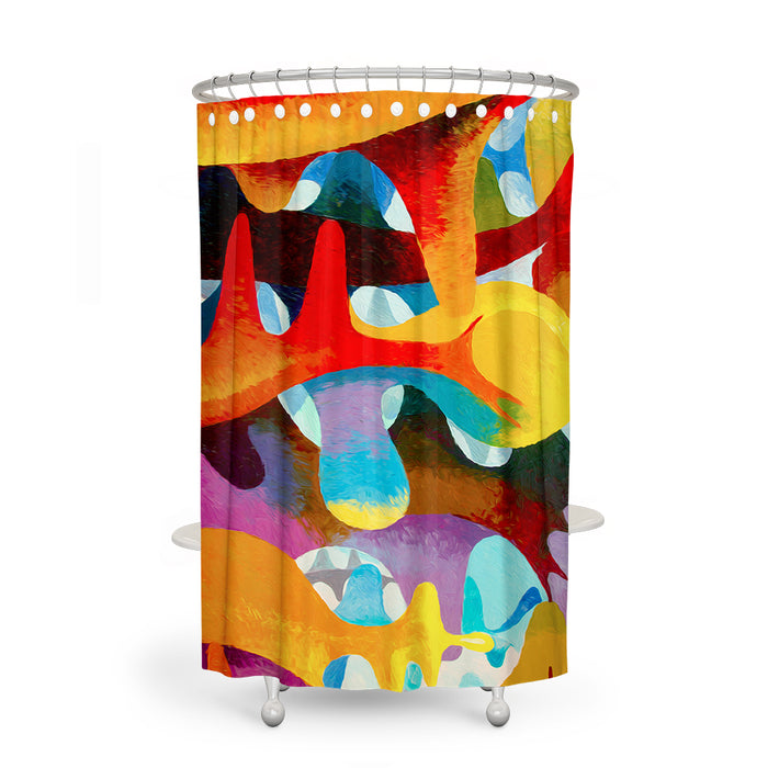 Dragons Near Abstract Shower Curtain