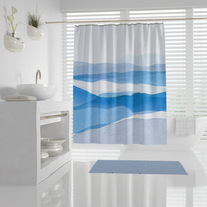 Modern Blue Watercolor Abstract Shower Curtain