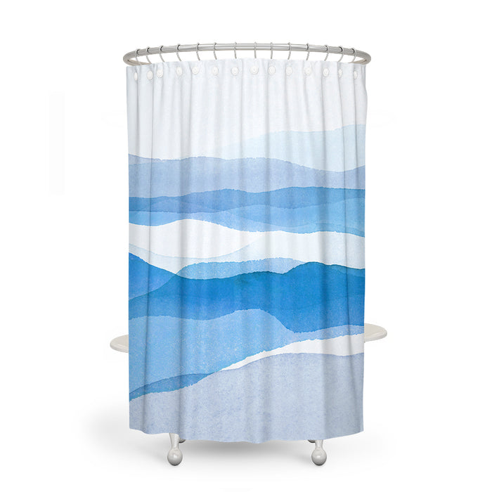 Modern Blue Watercolor Abstract Shower Curtain