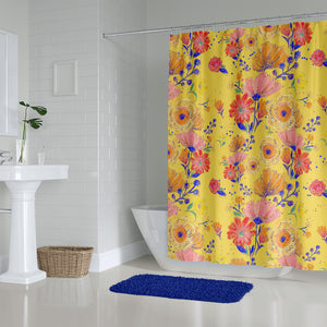 Mexico Floral Yellow Shower Curtain Bathroom Decor