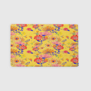 Yellow Floral Shower Curtain and Bath Mat Towel Options