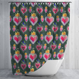 Mexicana Hearts Shower Curtain Bathroom Decor