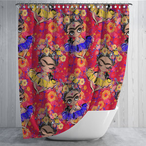 Orange Sugar Skull Shower Curtain Bathroom Decor Frida Design