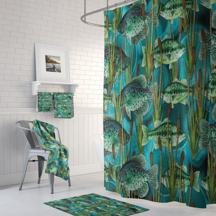 Fishing Hole Lodge Bathroom Decor Shower Curtain and Bath Accessories
